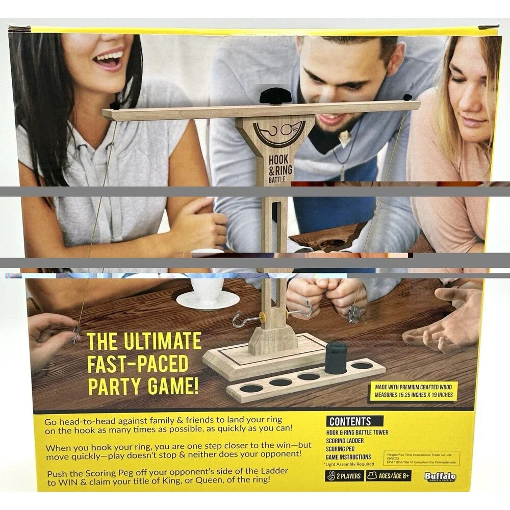 Buffalo Games Hook & Ring Battle Tabletop Ring Toss Game 2 Player Party Game